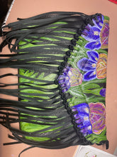 Load image into Gallery viewer, Iris Hand Painted Crossbody Fringe bag