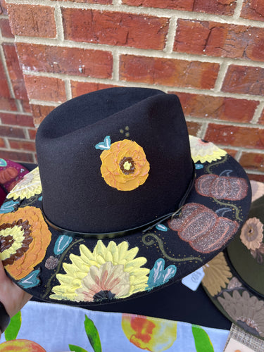 Flowers and Pumpkins Black Hat