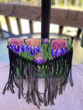 Load image into Gallery viewer, Iris Hand Painted Crossbody Fringe bag