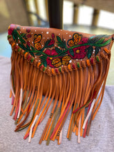 Load image into Gallery viewer, Butterfly Hand Painted Crossbody Fringe bag