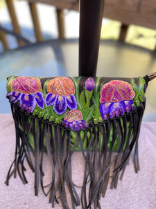 Iris Hand Painted Crossbody Fringe bag