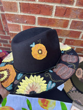 Load image into Gallery viewer, Flowers and Pumpkins Black Hat